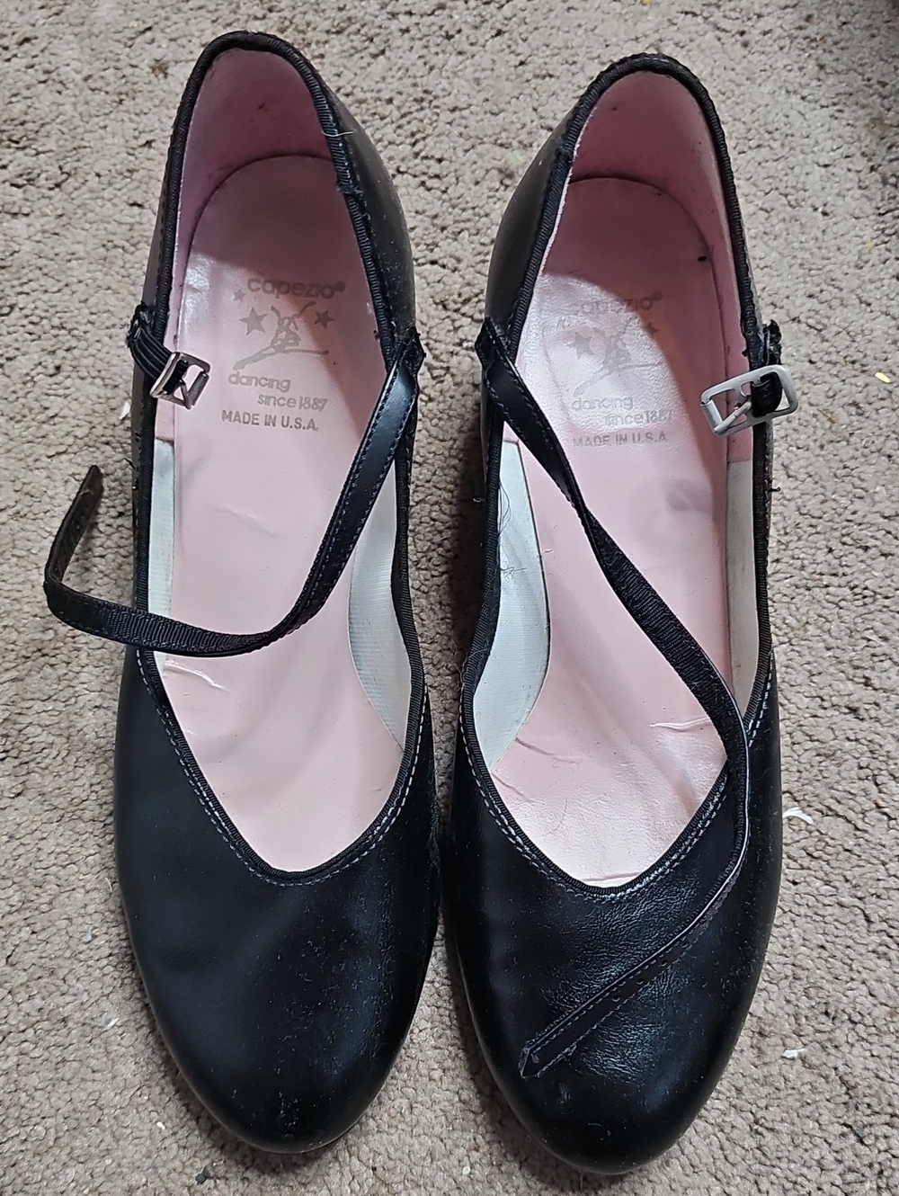 Capezio Black Mary Jane Style Dance Heels with Cross Strap